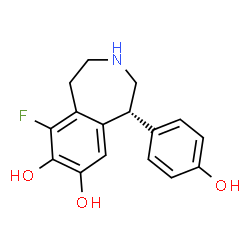 ChemSpider 2D Image | (1R)-6-Fluoro-1-(4-hydroxyphenyl)-2,3,4,5-tetrahydro-1H-3-benzazepine-7,8-diol | C16H16FNO3
