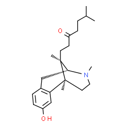ChemSpider 2D Image | 1-[(1S,9R,13R)-4-Hydroxy-1,10,13-trimethyl-10-azatricyclo[7.3.1.0~2,7~]trideca-2,4,6-trien-13-yl]-6-methyl-3-heptanone | C23H35NO2