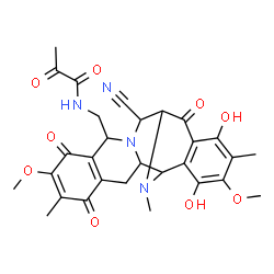 ChemSpider 2D Image | N-{[12-Cyano-16,19-dihydroxy-7,18-dimethoxy-6,17,21-trimethyl-5,8,14-trioxo-11,21-diazapentacyclo[11.7.1.0~2,11~.0~4,9~.0~15,20~]henicosa-4(9),6,15,17,19-pentaen-10-yl]methyl}-2-oxopropanamide | C29H30N4O9
