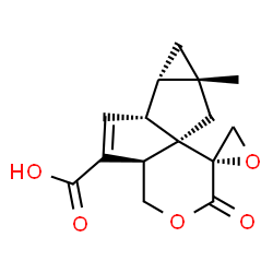 ChemSpider 2D Image | (1R,4aR,6aR,6bS,7aR,8aR)-7a-Methyl-2-oxo-4a,6a,6b,7,7a,8-hexahydro-4H-spiro[cyclopropa[4,5]pentaleno[1,6a-c]pyran-1,2'-oxirane]-5-carboxylic acid | C15H16O5