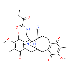 ChemSpider 2D Image | N-{[12-Cyano-7,18-dimethoxy-6,17,21-trimethyl-5,8,16,19-tetraoxo-11,21-diazapentacyclo[11.7.1.0~2,11~.0~4,9~.0~15,20~]henicosa-4(9),6,15(20),17-tetraen-10-yl]methyl}-2-oxobutanamide | C30H32N4O8