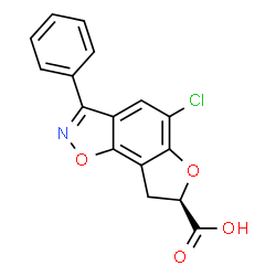 ChemSpider 2D Image | (7R)-5-Chloro-3-phenyl-7,8-dihydrofuro[2,3-g][1,2]benzoxazole-7-carboxylic acid | C16H10ClNO4