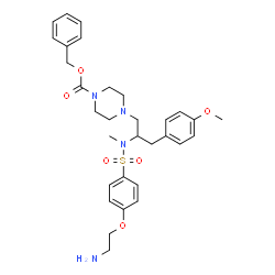 ChemSpider 2D Image | Benzyl 4-{2-[{[4-(2-aminoethoxy)phenyl]sulfonyl}(methyl)amino]-3-(4-methoxyphenyl)propyl}-1-piperazinecarboxylate | C31H40N4O6S