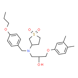 ChemSpider 2D Image | 1-(3,4-Dimethylphenoxy)-3-[(1,1-dioxidotetrahydro-3-thiophenyl)(4-propoxybenzyl)amino]-2-propanol | C25H35NO5S