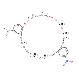 ChemSpider 2D Image | 2,20-Dinitro-6,7,9,10,12,13,15,16,23,24,26,27,29,30-tetradecahydrodibenzo[b,n][1,4,7,10,13,16,19,22,25]nonaoxacycloheptacosine | C26H34N2O13