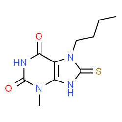 ChemSpider 2D Image | 7-Butyl-3-methyl-8-thioxo-3,7,8,9-tetrahydro-1H-purine-2,6-dione | C10H14N4O2S