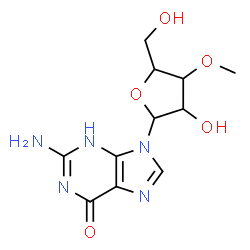 ChemSpider 2D Image | 2-Amino-9-(3-O-methylpentofuranosyl)-3,9-dihydro-6H-purin-6-one | C11H15N5O5