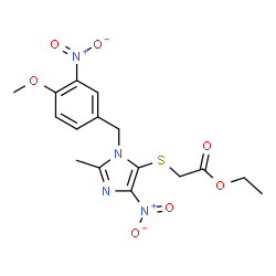 ChemSpider 2D Image | Ethyl {[1-(4-methoxy-3-nitrobenzyl)-2-methyl-4-nitro-1H-imidazol-5-yl]sulfanyl}acetate | C16H18N4O7S