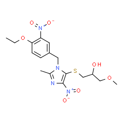 ChemSpider 2D Image | 1-{[1-(4-Ethoxy-3-nitrobenzyl)-2-methyl-4-nitro-1H-imidazol-5-yl]sulfanyl}-3-methoxy-2-propanol | C17H22N4O7S