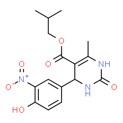 ChemSpider 2D Image | Isobutyl 4-(4-hydroxy-3-nitrophenyl)-6-methyl-2-oxo-1,2,3,4-tetrahydro-5-pyrimidinecarboxylate | C16H19N3O6