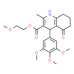 ChemSpider 2D Image | 2-Methoxyethyl 2-methyl-5-oxo-4-(3,4,5-trimethoxyphenyl)-1,4,5,6,7,8-hexahydro-3-quinolinecarboxylate | C23H29NO7