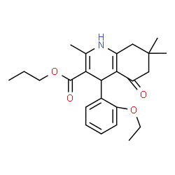 ChemSpider 2D Image | Propyl 4-(2-ethoxyphenyl)-2,7,7-trimethyl-5-oxo-1,4,5,6,7,8-hexahydro-3-quinolinecarboxylate | C24H31NO4