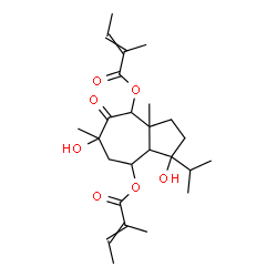 ChemSpider 2D Image | 1,6-Dihydroxy-1-isopropyl-3a,6-dimethyl-5-oxodecahydroazulene-4,8-diyl bis(2-methyl-2-butenoate) | C25H38O7