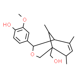 ChemSpider 2D Image | 4-[5-(Hydroxymethyl)-6,8,9-trimethyl-3-oxabicyclo[3.3.1]non-7-en-2-yl]-2-methoxyphenol | C19H26O4