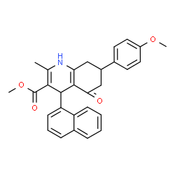 ChemSpider 2D Image | Methyl 7-(4-methoxyphenyl)-2-methyl-4-(1-naphthyl)-5-oxo-1,4,5,6,7,8-hexahydro-3-quinolinecarboxylate | C29H27NO4