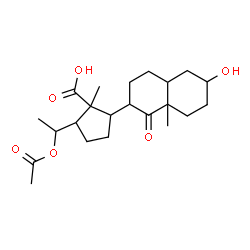 ChemSpider 2D Image | 2-(1-Acetoxyethyl)-5-(6-hydroxy-8a-methyl-1-oxodecahydro-2-naphthalenyl)-1-methylcyclopentanecarboxylic acid | C22H34O6