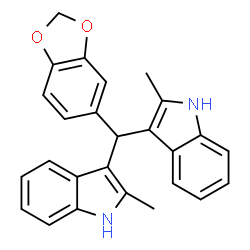 ChemSpider 2D Image | 3,3'-(1,3-Benzodioxol-5-ylmethylene)bis(2-methyl-1H-indole) | C26H22N2O2