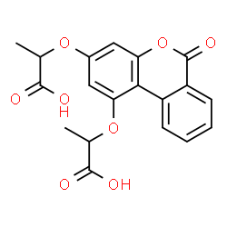 ChemSpider 2D Image | 2,2'-[(6-Oxo-6H-benzo[c]chromene-1,3-diyl)bis(oxy)]dipropanoic acid | C19H16O8
