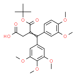 ChemSpider 2D Image | 4-(3,4-Dimethoxyphenyl)-3-{[(2-methyl-2-propanyl)oxy]carbonyl}-4-(3,4,5-trimethoxyphenyl)-3-butenoic acid | C26H32O9