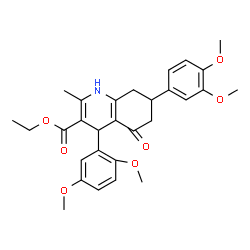 ChemSpider 2D Image | Ethyl 4-(2,5-dimethoxyphenyl)-7-(3,4-dimethoxyphenyl)-2-methyl-5-oxo-1,4,5,6,7,8-hexahydro-3-quinolinecarboxylate | C29H33NO7