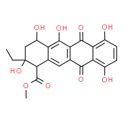 ChemSpider 2D Image | Methyl 2-ethyl-2,4,5,7,10-pentahydroxy-6,11-dioxo-1,2,3,4,6,11-hexahydro-1-tetracenecarboxylate | C22H20O9