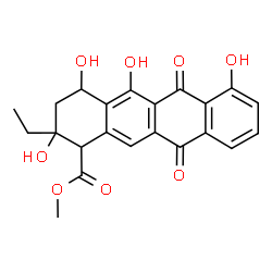 ChemSpider 2D Image | Methyl 2-ethyl-2,4,5,7-tetrahydroxy-6,11-dioxo-1,2,3,4,6,11-hexahydro-1-tetracenecarboxylate | C22H20O8