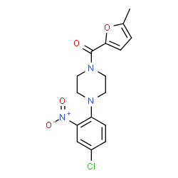 ChemSpider 2D Image | [4-(4-Chloro-2-nitrophenyl)-1-piperazinyl](5-methyl-2-furyl)methanone | C16H16ClN3O4