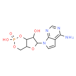 ChemSpider 2D Image | 6-(4-Amino-7H-pyrrolo[2,3-d]pyrimidin-7-yl)tetrahydro-4H-furo[3,2-d][1,3,2]dioxaphosphinine-2,7-diol 2-oxide | C11H13N4O6P