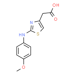ChemSpider 2D Image | [2-(4-methoxyanilino)-1,3-thiazol-4-yl]acetic acid | C12H12N2O3S