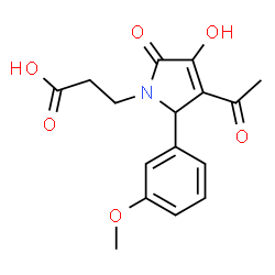ChemSpider 2D Image | 3-[3-acetyl-4-hydroxy-2-(3-methoxyphenyl)-5-oxo-2H-pyrrol-1-yl]propanoic acid | C16H17NO6
