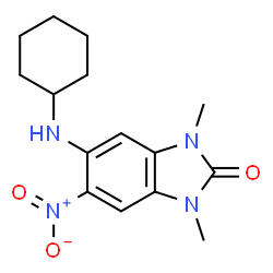 ChemSpider 2D Image | 5-Cyclohexylamino-1,3-dimethyl-6-nitro-1,3-dihydro-benzoimidazol-2-one | C15H20N4O3