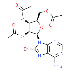ChemSpider 2D Image | 8-Bromo-9-(2,3,5-tri-O-acetyl-beta-D-lyxofuranosyl)-9H-purin-6-amine | C16H18BrN5O7