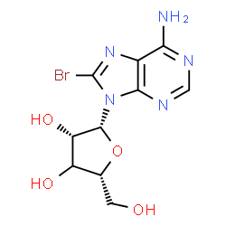 ChemSpider 2D Image | 8-Bromo-9-[(3xi)-beta-D-threo-pentofuranosyl]-9H-purin-6-amine | C10H12BrN5O4
