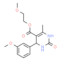 ChemSpider 2D Image | 2-Methoxyethyl 4-(3-methoxyphenyl)-6-methyl-2-oxo-1,2,3,4-tetrahydro-5-pyrimidinecarboxylate | C16H20N2O5