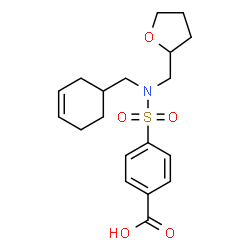 ChemSpider 2D Image | 4-[(3-Cyclohexen-1-ylmethyl)(tetrahydro-2-furanylmethyl)sulfamoyl]benzoic acid | C19H25NO5S