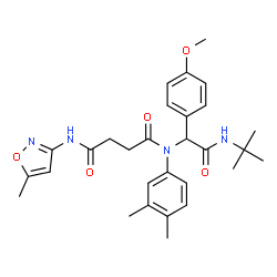 ChemSpider 2D Image | N-(3,4-Dimethylphenyl)-N-{1-(4-methoxyphenyl)-2-[(2-methyl-2-propanyl)amino]-2-oxoethyl}-N'-(5-methyl-1,2-oxazol-3-yl)succinamide | C29H36N4O5