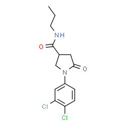 ChemSpider 2D Image | 1-(3,4-Dichlorophenyl)-5-oxo-N-propyl-3-pyrrolidinecarboxamide | C14H16Cl2N2O2