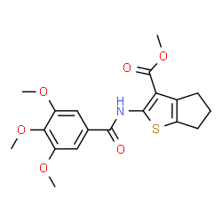 ChemSpider 2D Image | Methyl 2-[(3,4,5-trimethoxybenzoyl)amino]-5,6-dihydro-4H-cyclopenta[b]thiophene-3-carboxylate | C19H21NO6S
