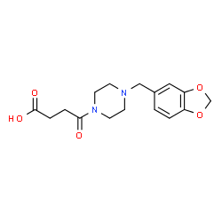 ChemSpider 2D Image | 4-(1,3-Benzodioxol-5-ylmethyl)-Î³-oxo-1-piperazinebutanoic acid | C16H20N2O5