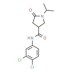 ChemSpider 2D Image | N-(3,4-Dichlorophenyl)-1-isopropyl-5-oxo-3-pyrrolidinecarboxamide | C14H16Cl2N2O2