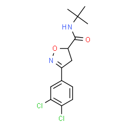 ChemSpider 2D Image | 3-(3,4-Dichlorophenyl)-N-(2-methyl-2-propanyl)-4,5-dihydro-1,2-oxazole-5-carboxamide | C14H16Cl2N2O2