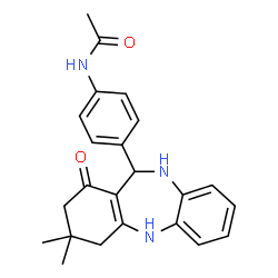 ChemSpider 2D Image | N-[4-(3,3-Dimethyl-1-oxo-2,3,4,5,10,11-hexahydro-1H-dibenzo[b,e][1,4]diazepin-11-yl)phenyl]acetamide | C23H25N3O2
