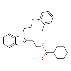 ChemSpider 2D Image | N-(2-{1-[2-(2-Methylphenoxy)ethyl]-1H-benzimidazol-2-yl}ethyl)cyclohexanecarboxamide | C25H31N3O2