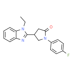 ChemSpider 2D Image | 4-(1-Ethyl-1H-benzimidazol-2-yl)-1-(4-fluorophenyl)-2-pyrrolidinone | C19H18FN3O