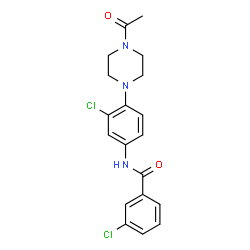 ChemSpider 2D Image | N-[4-(4-Acetyl-1-piperazinyl)-3-chlorophenyl]-3-chlorobenzamide | C19H19Cl2N3O2