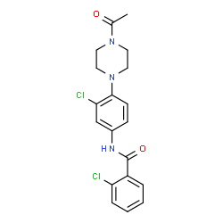 ChemSpider 2D Image | N-[4-(4-Acetyl-1-piperazinyl)-3-chlorophenyl]-2-chlorobenzamide | C19H19Cl2N3O2