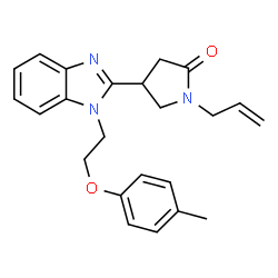 ChemSpider 2D Image | 1-Allyl-4-[1-(2-p-tolyloxy-ethyl)-1H-benzoimidazol-2-yl]-pyrrolidin-2-one | C23H25N3O2