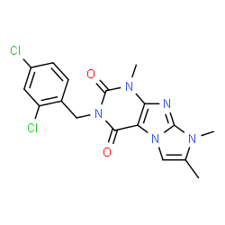 ChemSpider 2D Image | 3-(2,4-Dichloro-benzyl)-1,7,8-trimethyl-1H,8H-imidazo[2,1-f]purine-2,4-dione | C17H15Cl2N5O2