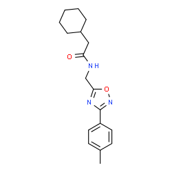 ChemSpider 2D Image | 2-Cyclohexyl-N-{[3-(4-methylphenyl)-1,2,4-oxadiazol-5-yl]methyl}acetamide | C18H23N3O2