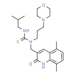 ChemSpider 2D Image | 1-[(5,8-Dimethyl-2-oxo-1,2-dihydro-3-quinolinyl)methyl]-3-isobutyl-1-[3-(4-morpholinyl)propyl]thiourea | C24H36N4O2S